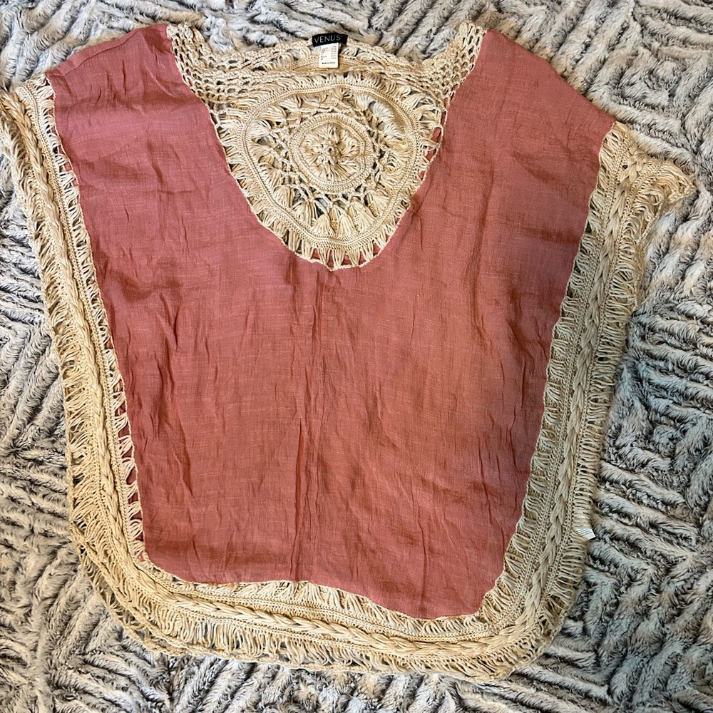 Knitted Venus swim cover up in blush